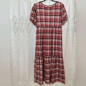 Plaid Puff Sleeved Dress